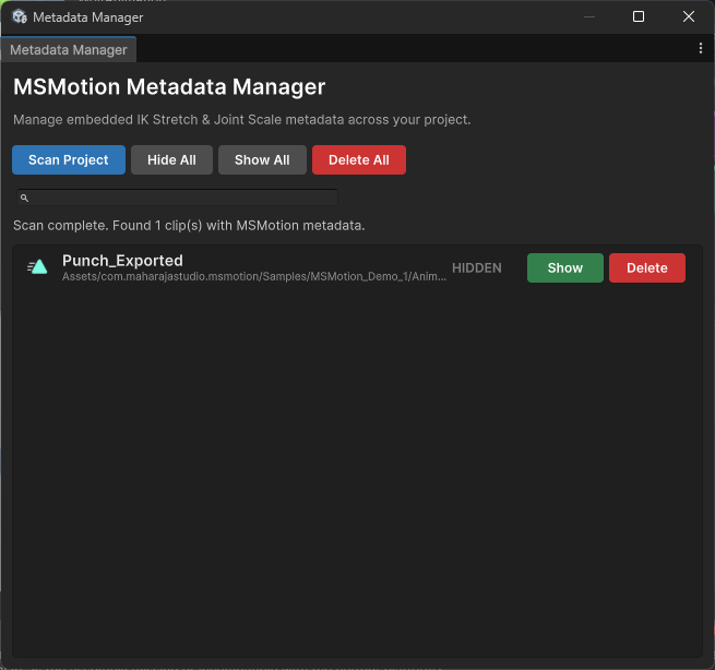 Metadata Manager Window
